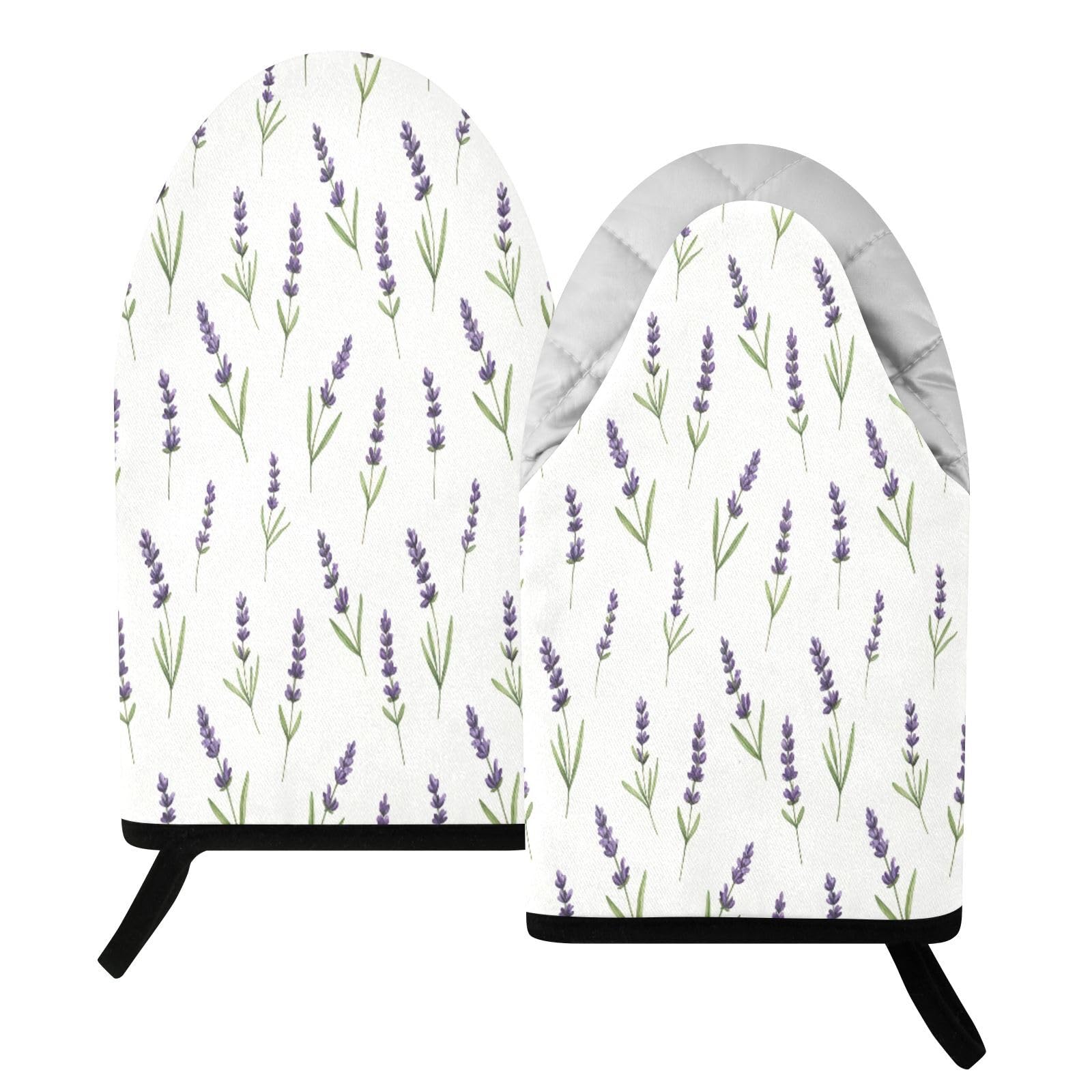 BURSTDDY Lavender Oven Mitt,Heat Resistant Kitchen Mitts for Cooking