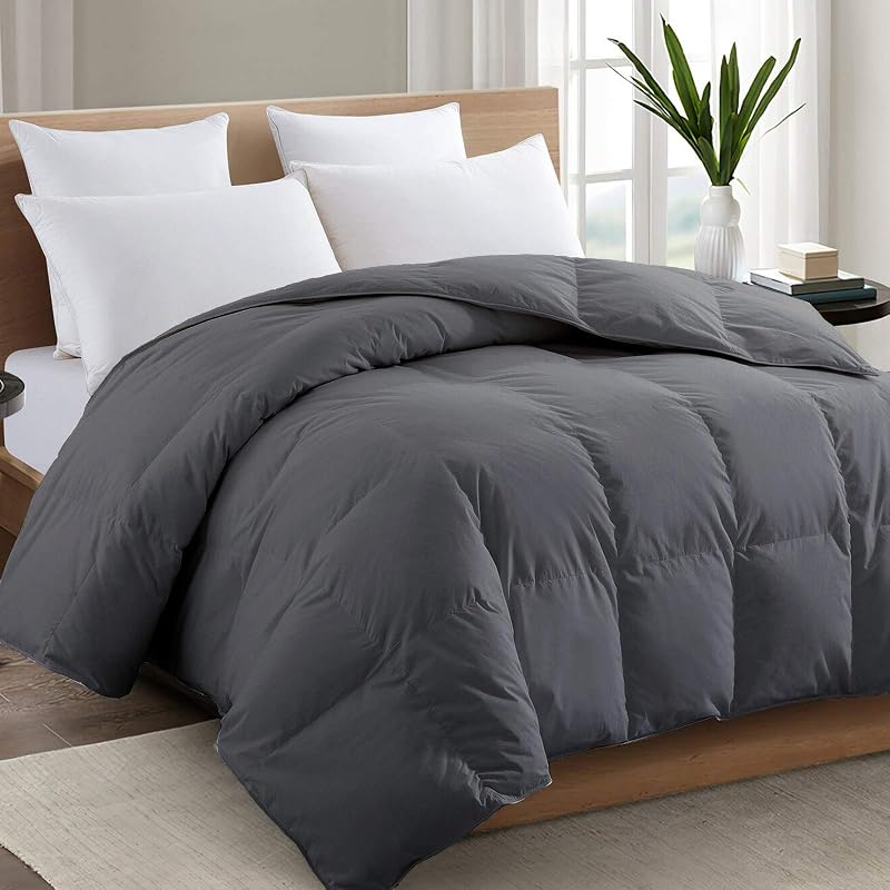 California King Comforter, All Season Down Alternative Gray Duvet Insert | Premium 2100 Series Breathable Soft 4D Spiral Fiber Lightweight Quilted comforters with Corner Tabs Hotel Style 96x104 Inches