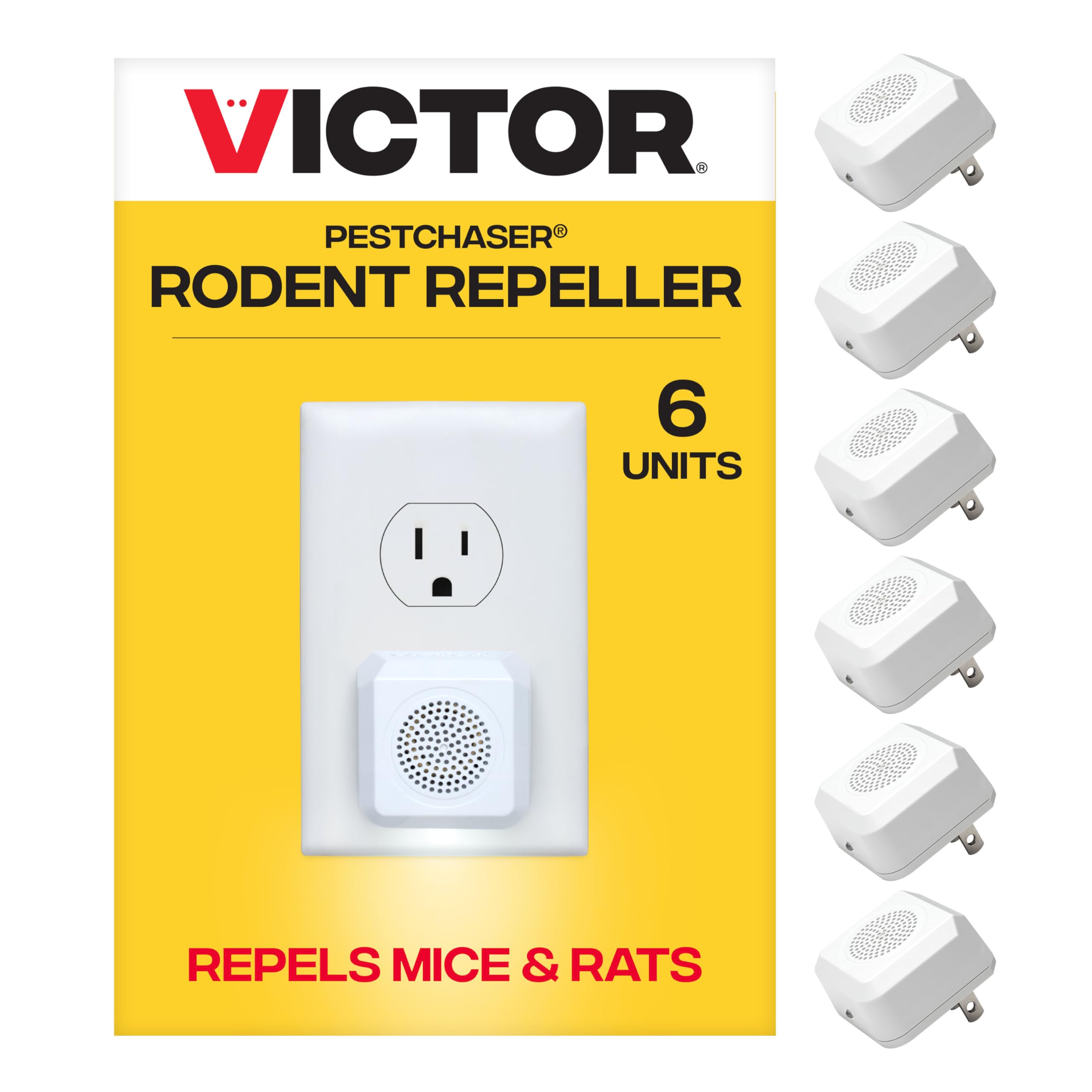 VictorM756K PestChaser Rodent Repellent with Nightlight - Rodent Repellent Indoor Ultrasonic - Rodent Repeller - Mouse Deterrent Plug in - Mouse Plug in Repellent for House - 6 Count (Pack of 1)