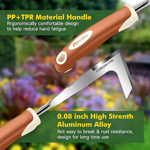 Miniatura 4 de MelonArt Juego de herramientas de jardín, 10 piezas de herramientas de mano de jardinería resistentes para mujeres, de aluminio con mango ergonómico