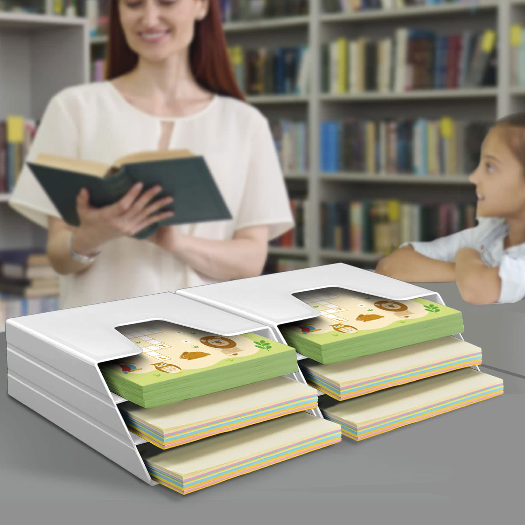Acrimet Organizador Vertical de Archivos Triples, Clasificador de Archivos Plástico Blanco