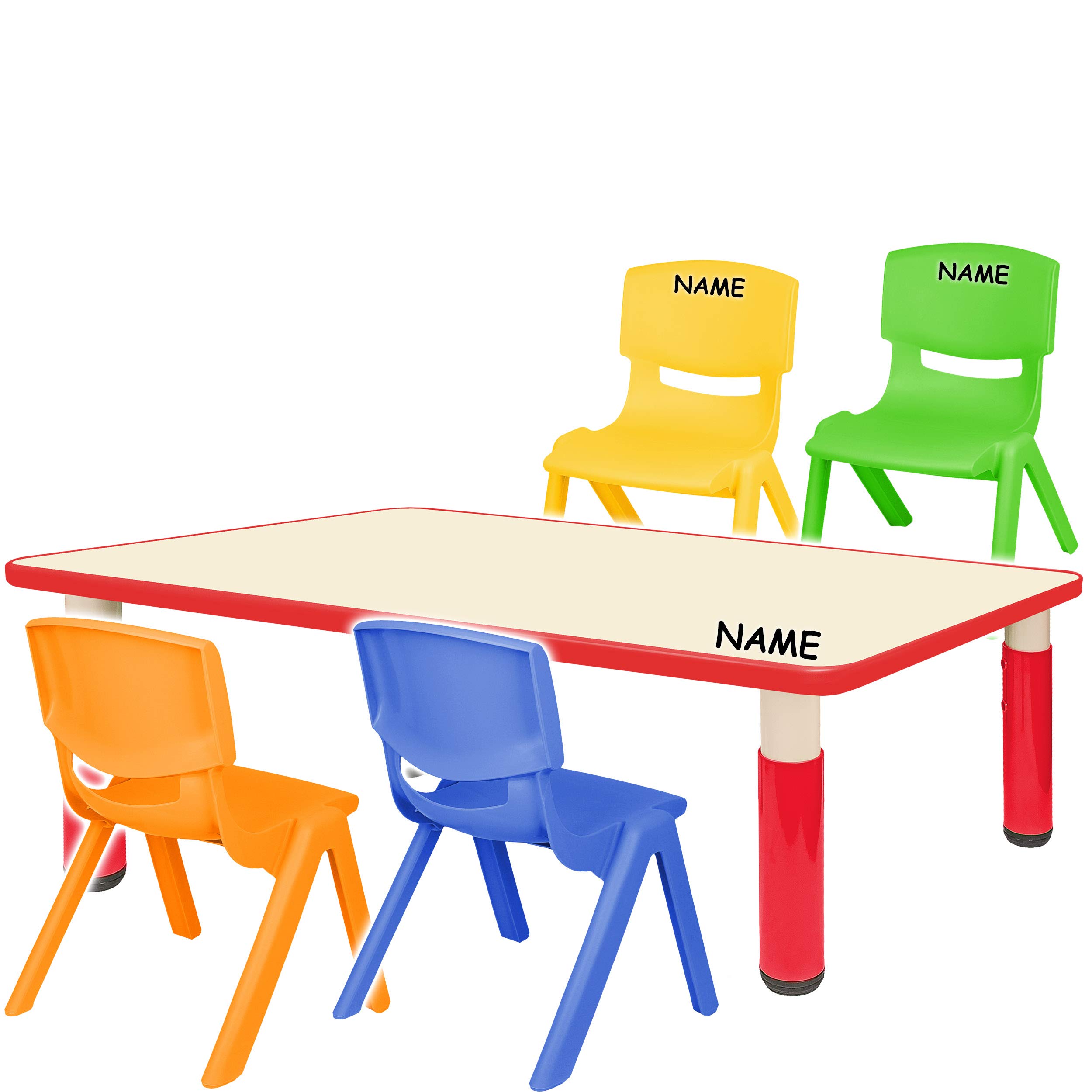 alles-meine.de GmbH Sitzgruppe für Kinder - Tisch + 4 Kinderstühle - Größen & Farbwahl - rot - höhenverstellbar - 1 bis 8 Jahre - Plastik - für INNEN & AUßEN - Kindertisch/Kind..