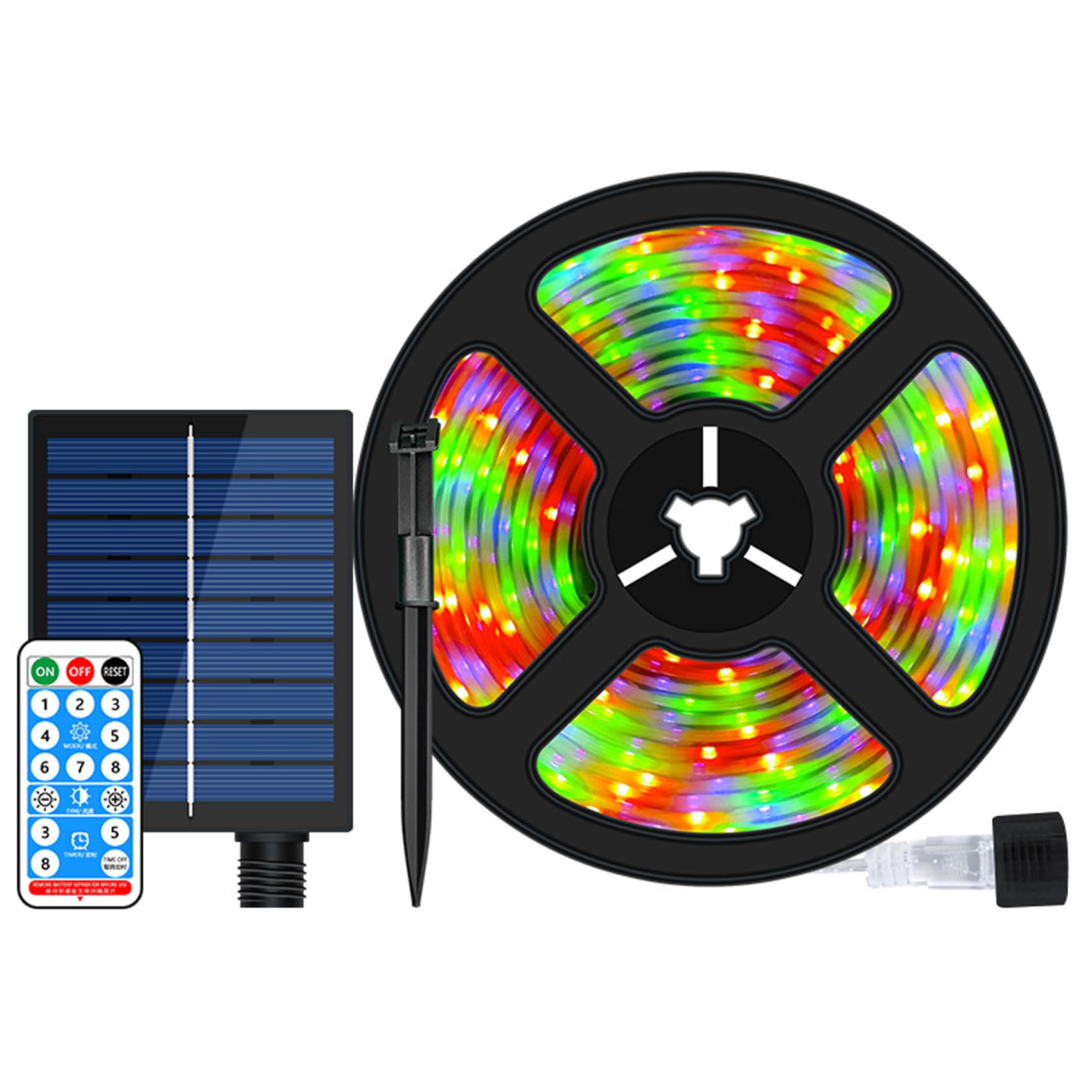 KINGCOO Solar LED Strip Lights Outdoor, Waterproof 5m 300LED Rope Lights with Remote Control Timer Tube Cover Lights Strip Dimmable Self-Adhesive for Bedroom Garden Christmas Party Decor (Multicolor)
