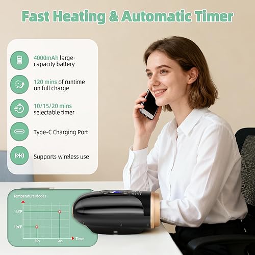 Miniatura 5 de Masajeador de manos con calor y compresión, masaje de manos para artritis y alivio del túnel carpiano, terapia de presión de 6 niveles con masaje de