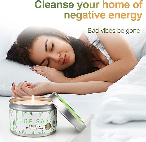 Miniatura 6 de Velas de salvia para limpieza energética de la casa paquete de 4 regalos de inauguración de la casa juego de velas de salvia blanca pura para