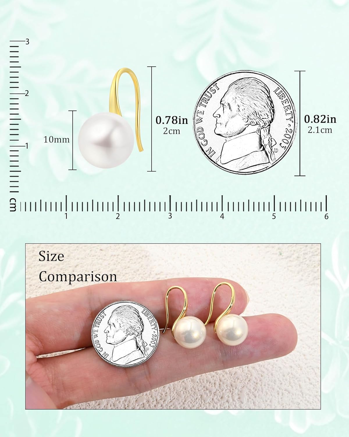 Pearl Earrings for Women - Hypoallergenic 14K Gold Plated Faux Pearl Hoop Earrings Lightweight Wedding Bridal Dangle Drop Jewelry Gifts for Women - Image 4