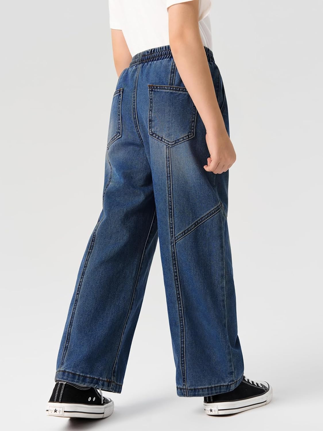 Haloumoning Boys Wide Leg Jeans Kids Casual Straight Baggy Denim Pants with Pockets 5-14 Years - Image 4