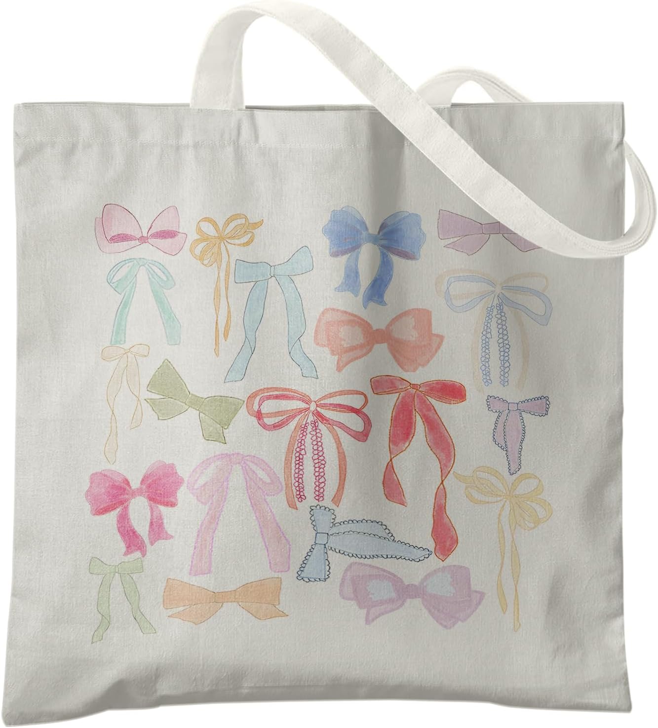 Coquette Bows Canvas Tote Bag, Shoulder Bag For Women, Reusable Tote Bag