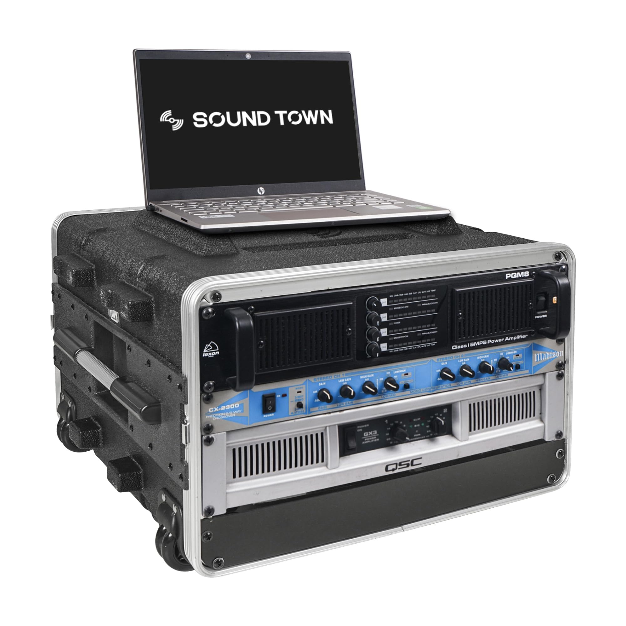 Sound Town Lightweight 6U PA DJ Rack/Road Case with 5U Rack Space, ABS Construction, 19” Depth, Retractable Handle, Wheels and Heavy-Duty Latches (STRC-A6UT)