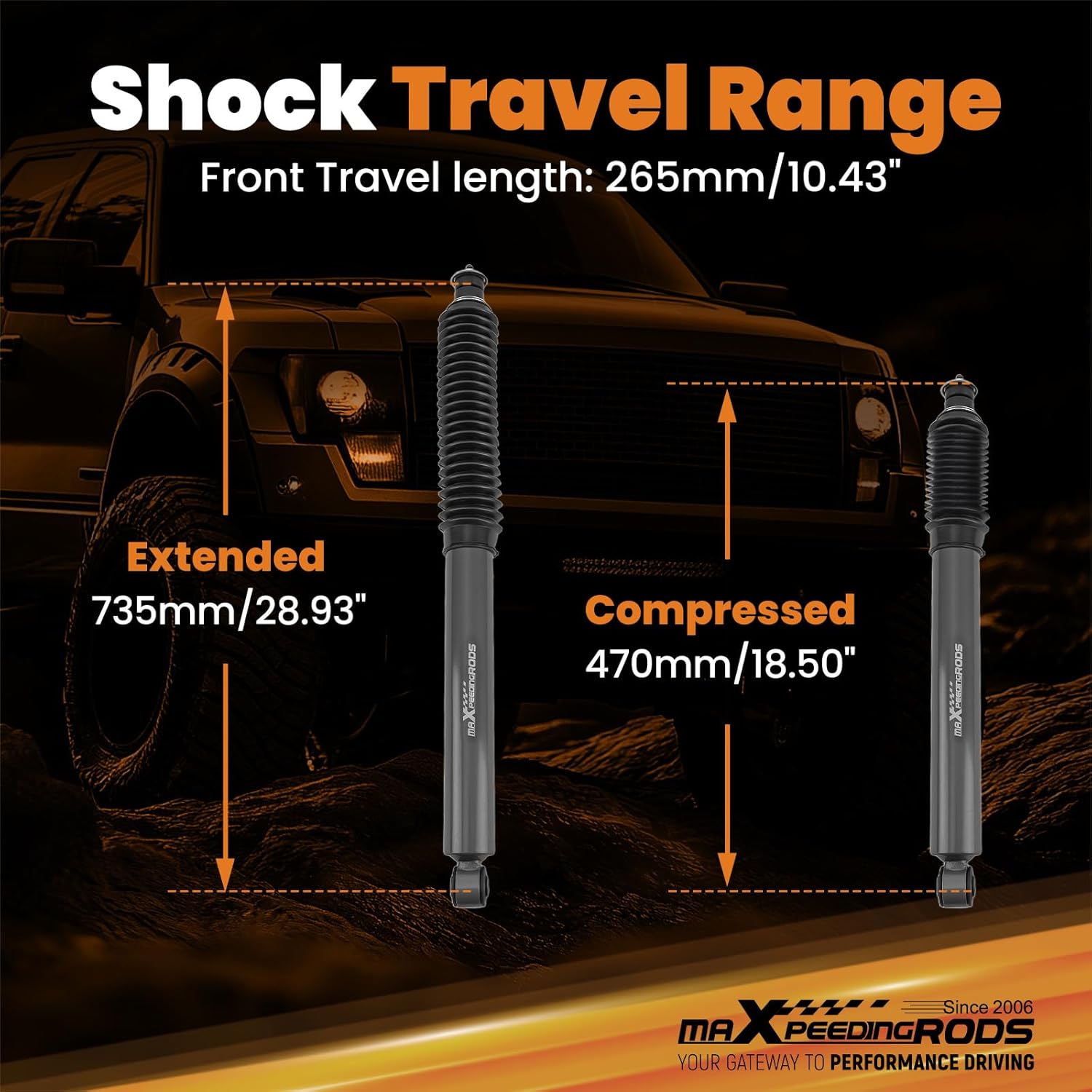 maXpeedingrods 3-4.5" Front Shock Absorbers for Jeep Wrangler JK JKU 2007-2018, G1 Version