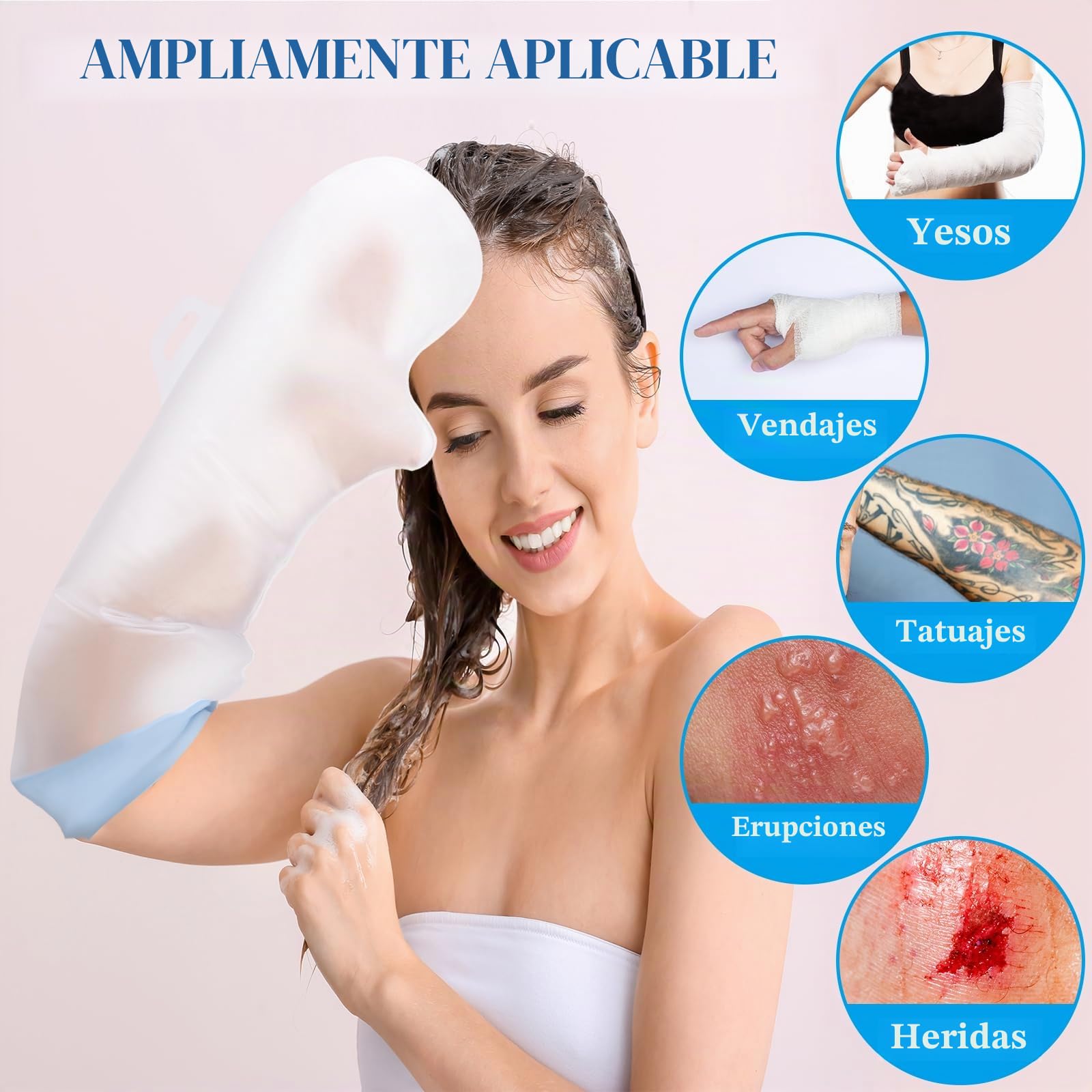 Fasola Protector Escayola Brazo para Ducha, Piscina, Funda Brazo Escayolado Adulto, Reutilizable Bolsa Ducha Escayola Brazo Mantenga Secos el Yeso y el Vendaje