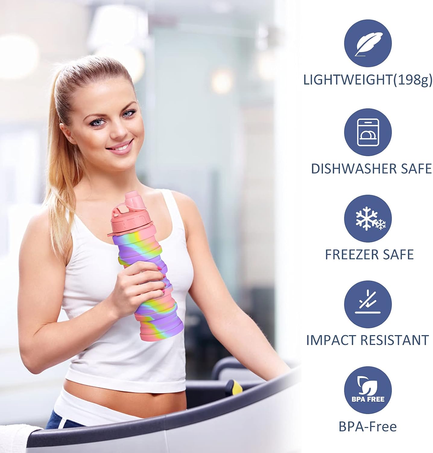 Newthinking Silicone Water Bottle for Kids 500 ml Portable Collapsible Water Bottles - Image 5