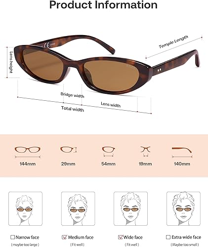 Miniatura 5 de SOJOS Retro Trendy Rectangle Polarized Sunglasses Womens Mens, 80s 90s Small Narrow Thin Cat Eye Sunnies SJ2664