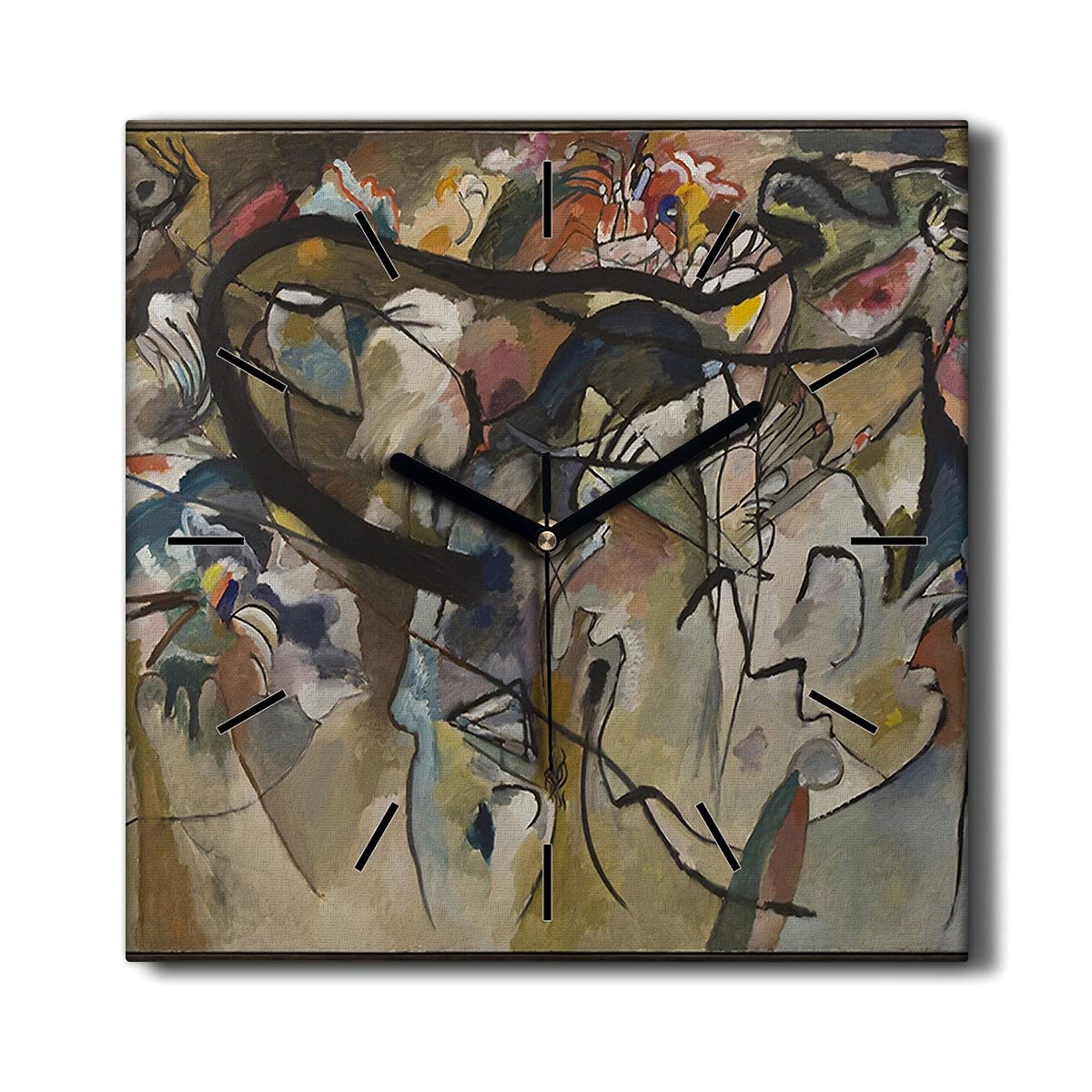 Horloge sur Toile Décoration Murale Salon Composition V Kandinsky 30x30