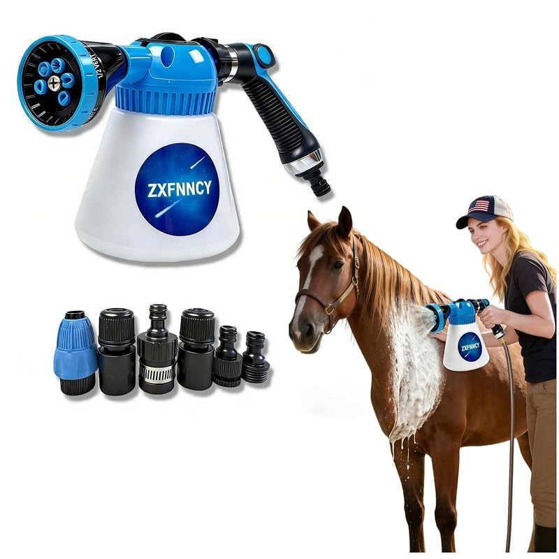 Pulverizador Espumador de Shampoo para Cavalos e Outros Animais ZXFNNCY com Controle de Sabão e 6 Padrões de Jato