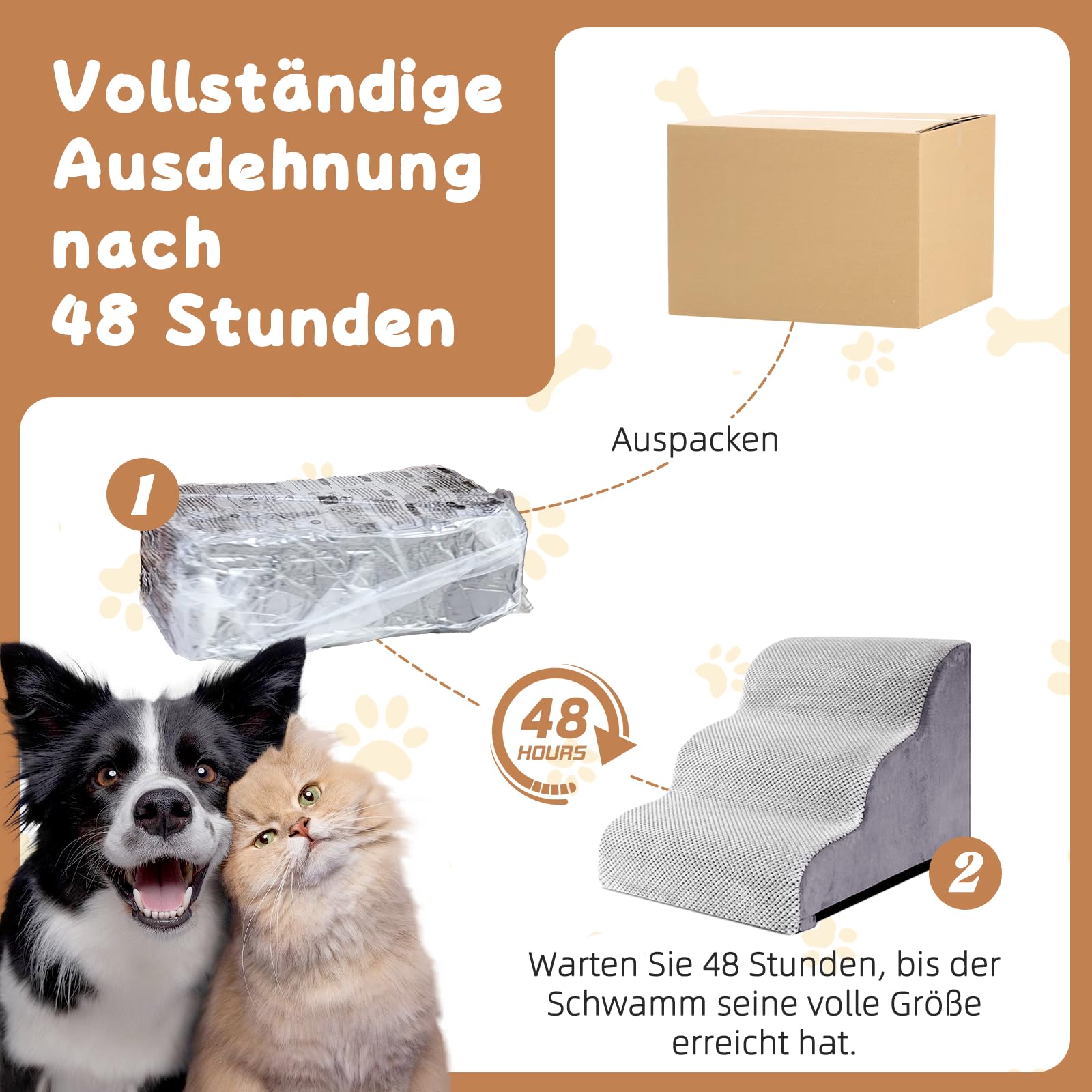 Hundetreppe 3 Stufen 40x50x40cm für Hunde & Katzen bis 18 kg