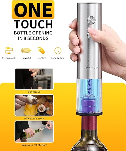 Miniatura 2 de CIRCLE JOY Juego de abridor de vino eléctrico recargable 8 en 1 de acero inoxidable automático abridor de botellas de vino con vertedor eléctrico