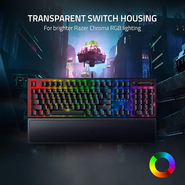 Razer BlackWidow V3 (Green Switch) - Mechanical Gaming Keyboard (Clicky Mechanical Switches, Doubleshot ABS Keycaps, Multi-Function Digital Roller and Media Key, Wrist Rest) QWERTY UK Layout | Black UK Layout BlackWidow V3 Green Clicky Switch - 2