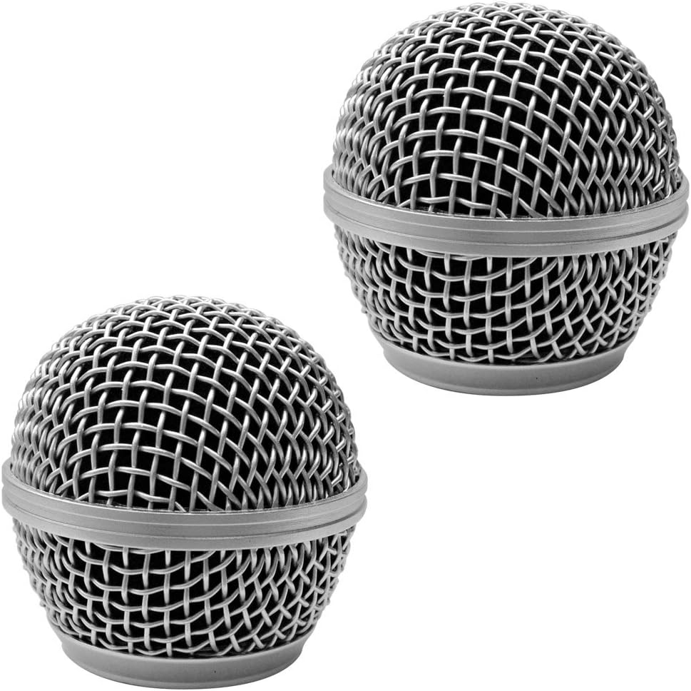 Seismic Audio SA-M30Grille-Silver-2Pack Replacement Silver Steel Mesh Microphone Grill Heads, 2-Pack
