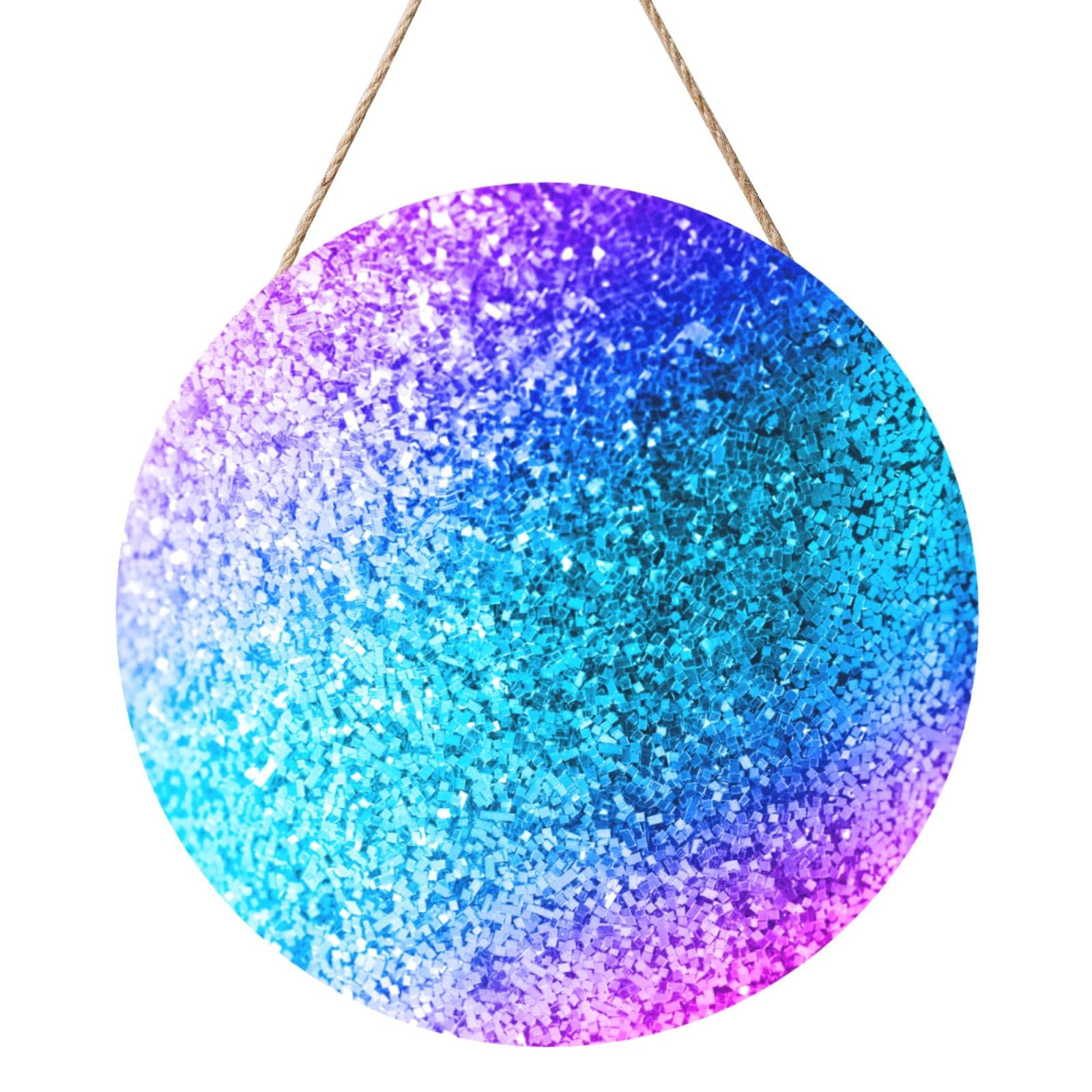InOmak Glitter Sequin Spot, Round Wood Panel Painting 12 in, Wall Hanging Painting For Home