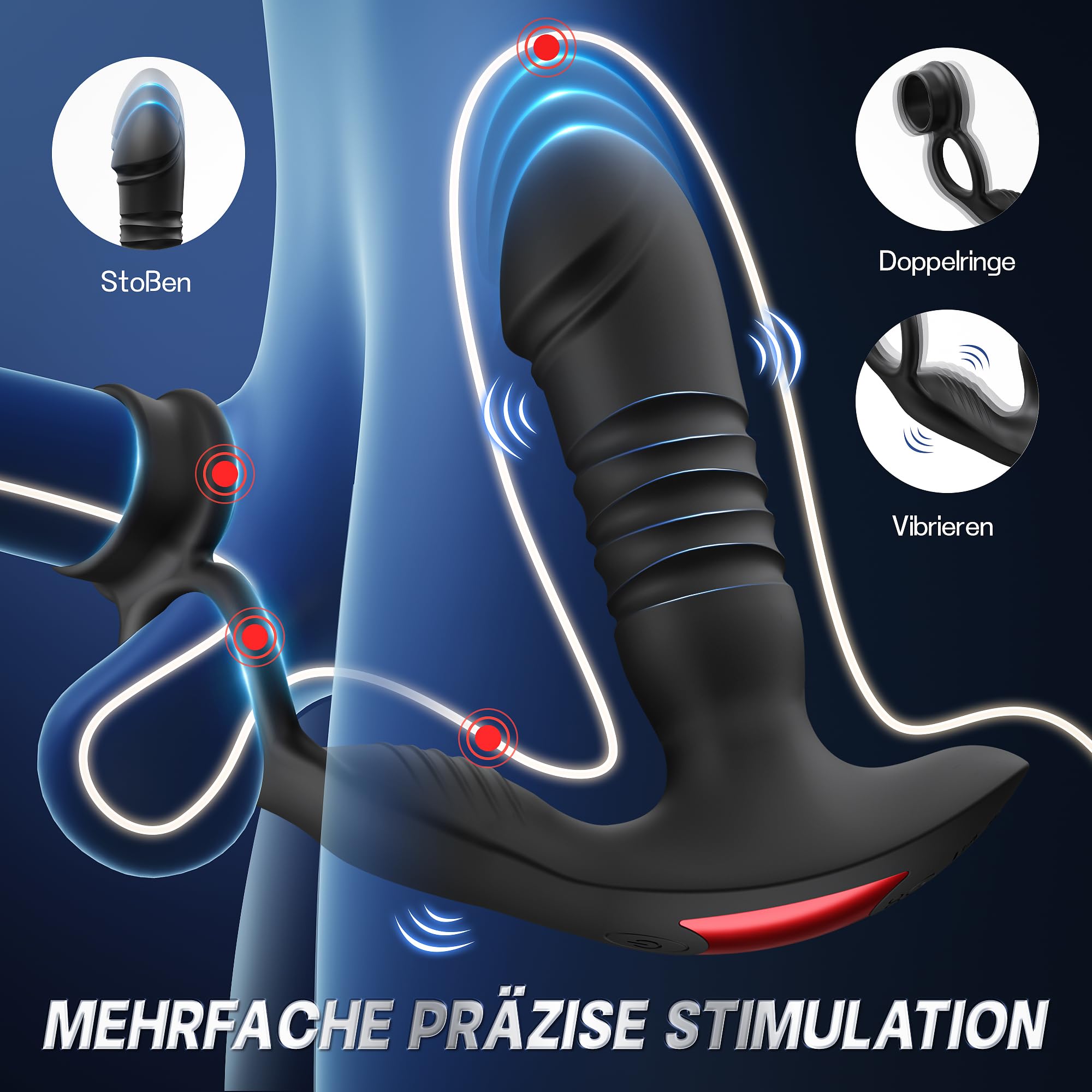Plug Analesex Sex Toy, Vibratore Plug Anale con 7 Funzioni di Shock 7 Modalità di Vibrazione Stimolazione Prostata con Anello Vibrante per il pene Vibratoreper Donna Telecomando Sex Toys
