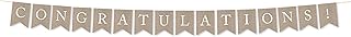 Andaz Press Hanging Bunting Pennant Party Banner with String, Printed Burlap, Congratulations!, 5-Feet, 1-Set, Includes String