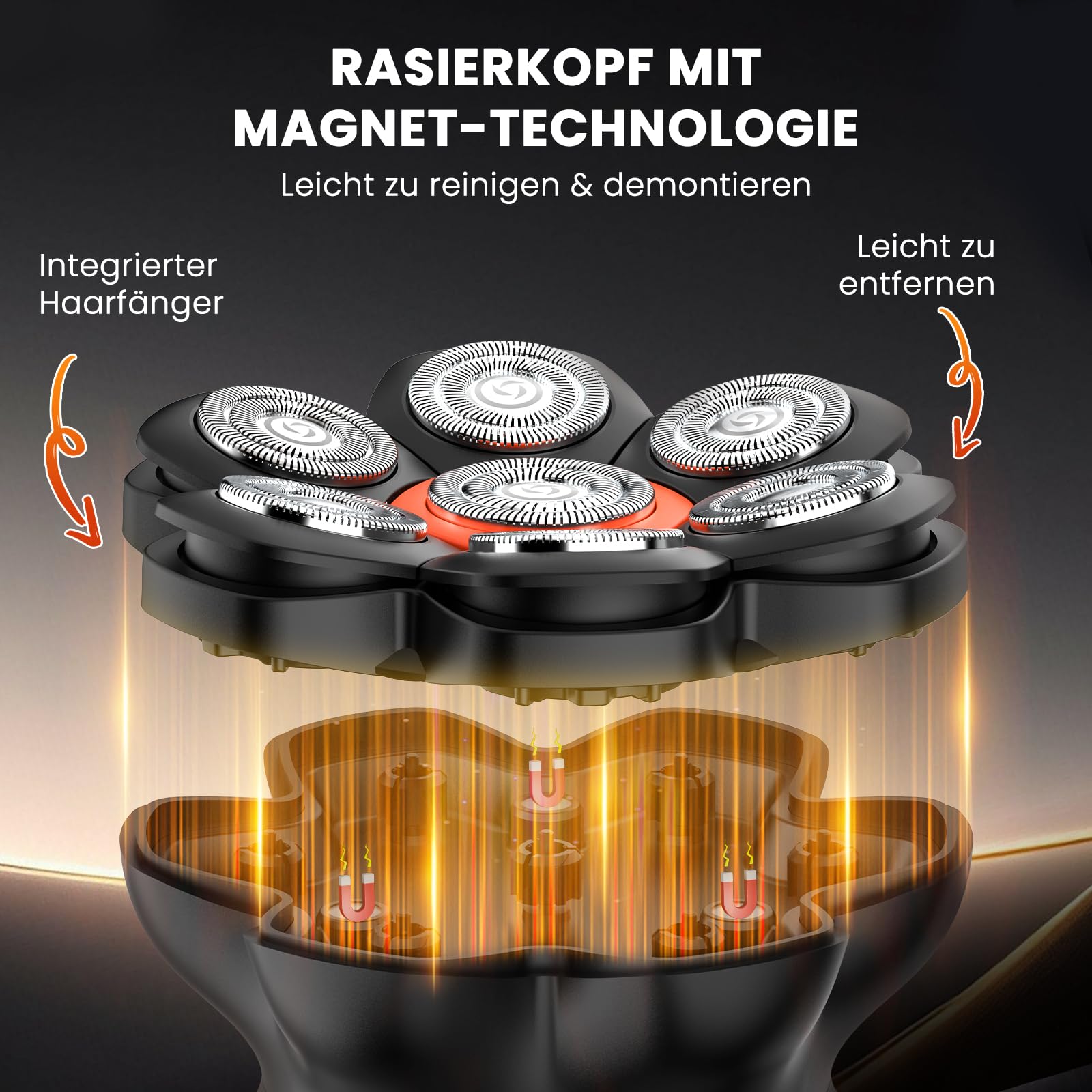 MAXGROOM Glatzen Rasierer Herren, Upgrade-7D Kopfrasierer Glatze, IPX6 Wasserdicht Glatzenrasierer, mit Magnetische Schwebender Kopf & LED-Anzeige, Ideal für Reise und Haushalt, USB-C Aufladung