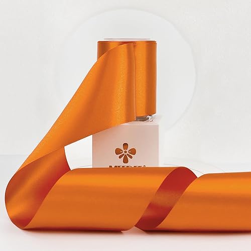 Vista 890 de MEEDEE Orange Satin Ribbon - 1.5 inch Double Faced Satin Ribbon, 50 Yards - Neon Tangerine - For Christmas, Thanksgiving, Halloween, Weddings
