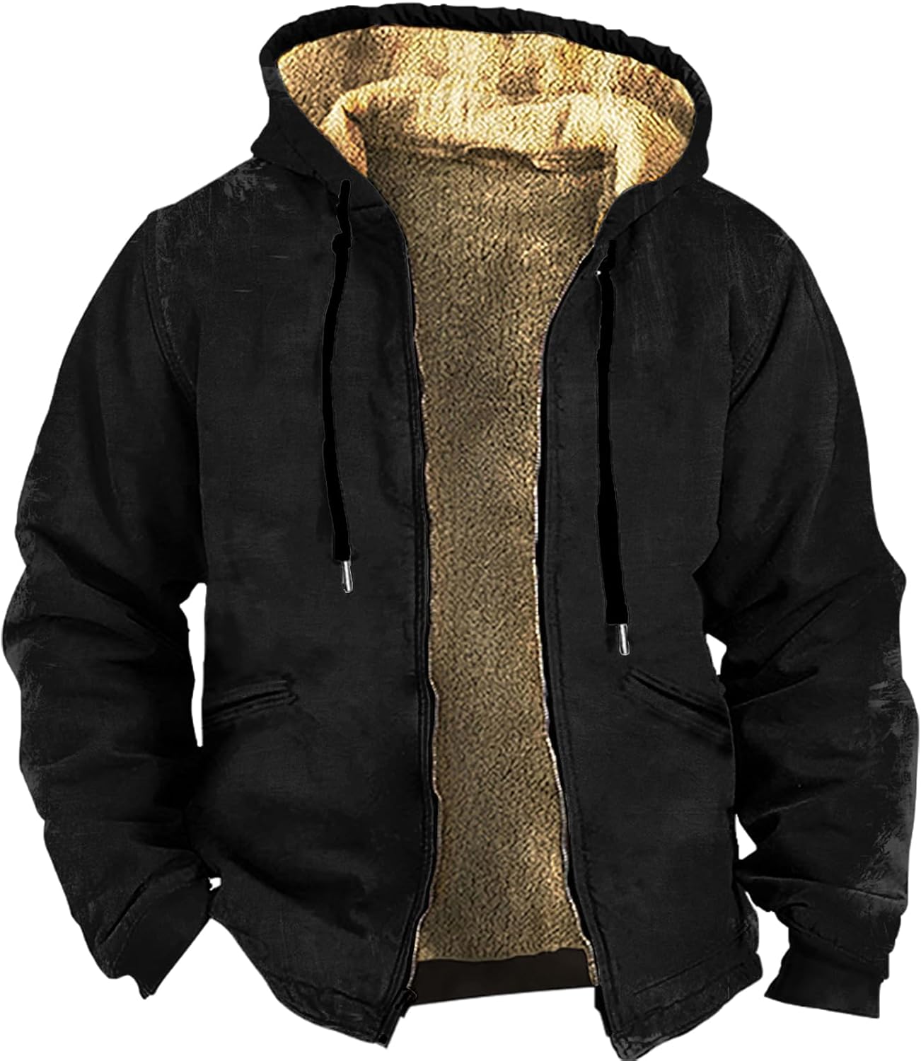 Men's Zip Up Jackets Western Ethnic Hoodie with Hooded Vintage Long Sleeve Warm Coat Winter Outfits