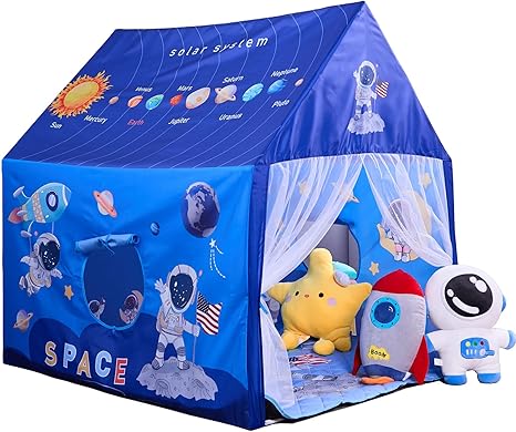Amazon.com: Naibrxh Space Rocket Ship Kids Tent with Mat for Boys ...