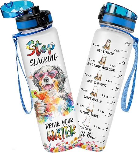 Miniatura 22 de Botella de seguimiento de agua de 32 oz, botella de agua para recordar beber, botella con marcador de tiempo, botella de agua motivacional aislada