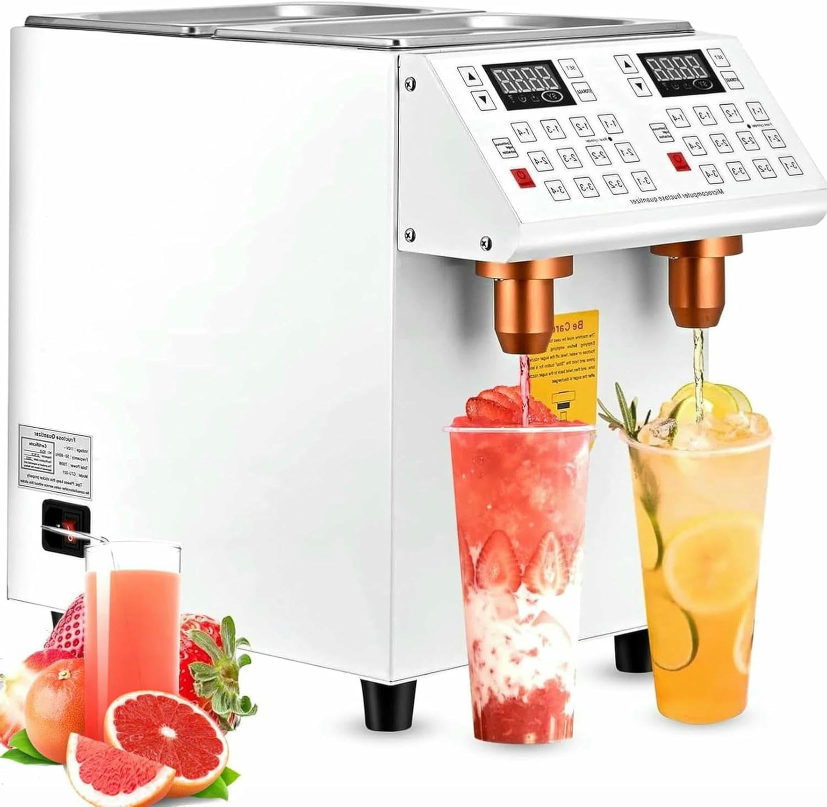 Dispensador automático de jarabe de 10 L, dispensador comercial de fructosa con salida doble, 24 ajustes programables para tiendas de café y té