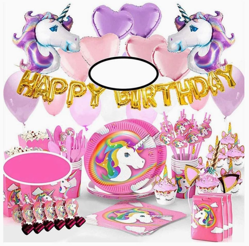 Kid's Birthday Decorations Favors Set Unicorn Party Supplies (160+ Pcs)