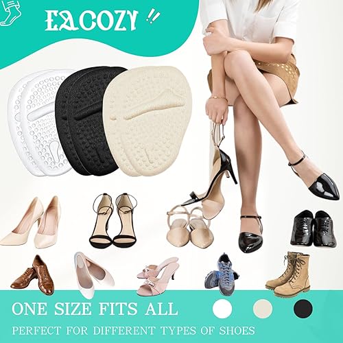 Miniatura 5 de Almohadillas metatarsianas, cojines de bola de pie, 3 pares de almohadillas de gel para zapatos para aliviar el dolor y comodidad, Negro -