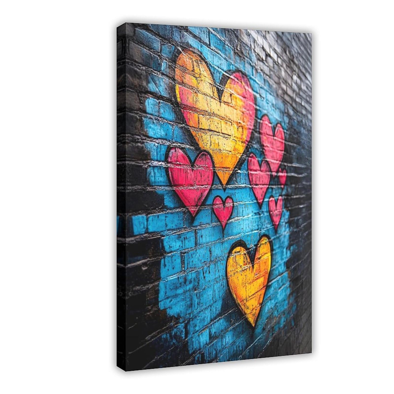 Bareronor Hearts Graffiti Canvas Poster for Dorm Room Decor Gift