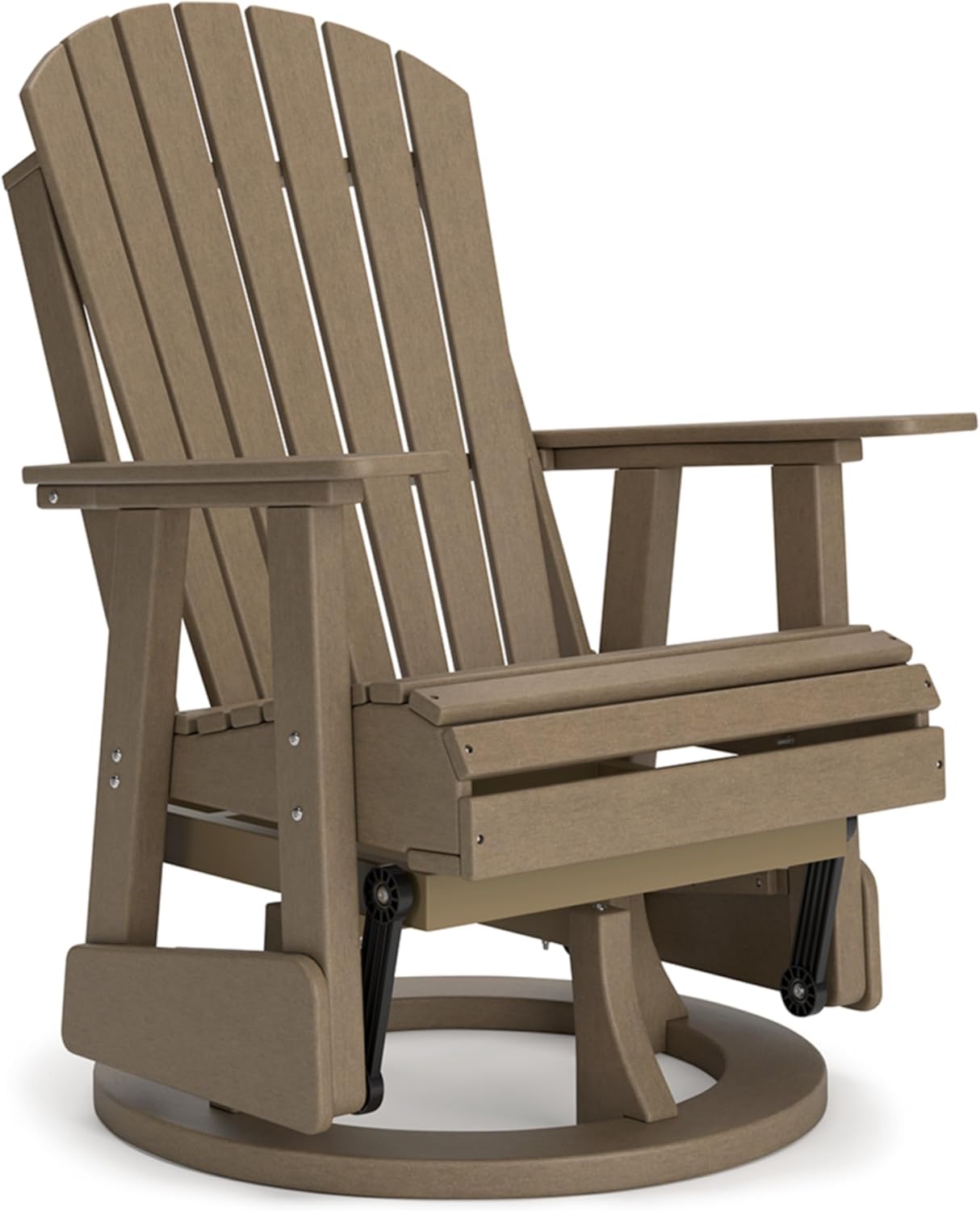 Signature Design by Ashley Hyland Wave Contemporary Swivel Glider Adirondack Chair with 360-Degree Swivel, Weather Resistant HDPE, 18" Seat Height, Brown