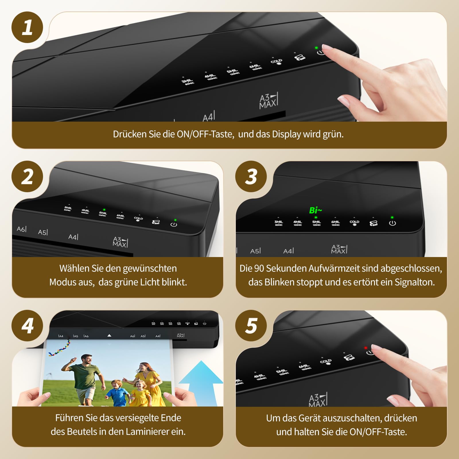 Crenova Plastificatrice A3, plastificatrice 3-6 mil con touch screen | Plastificatrice a caldo e a freddo per A3/A4/A5/A6, spegnimento automatico in 30 minuti, ideale per foto, documenti, ufficio