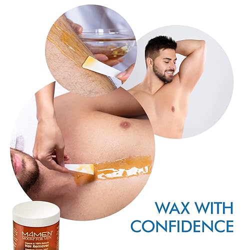 Miniatura 22 de MOOM Cera de azúcar orgánica para depilación para hombres con aloe vera y manzanilla, cera suave para pieles sensibles y cabello de hombres