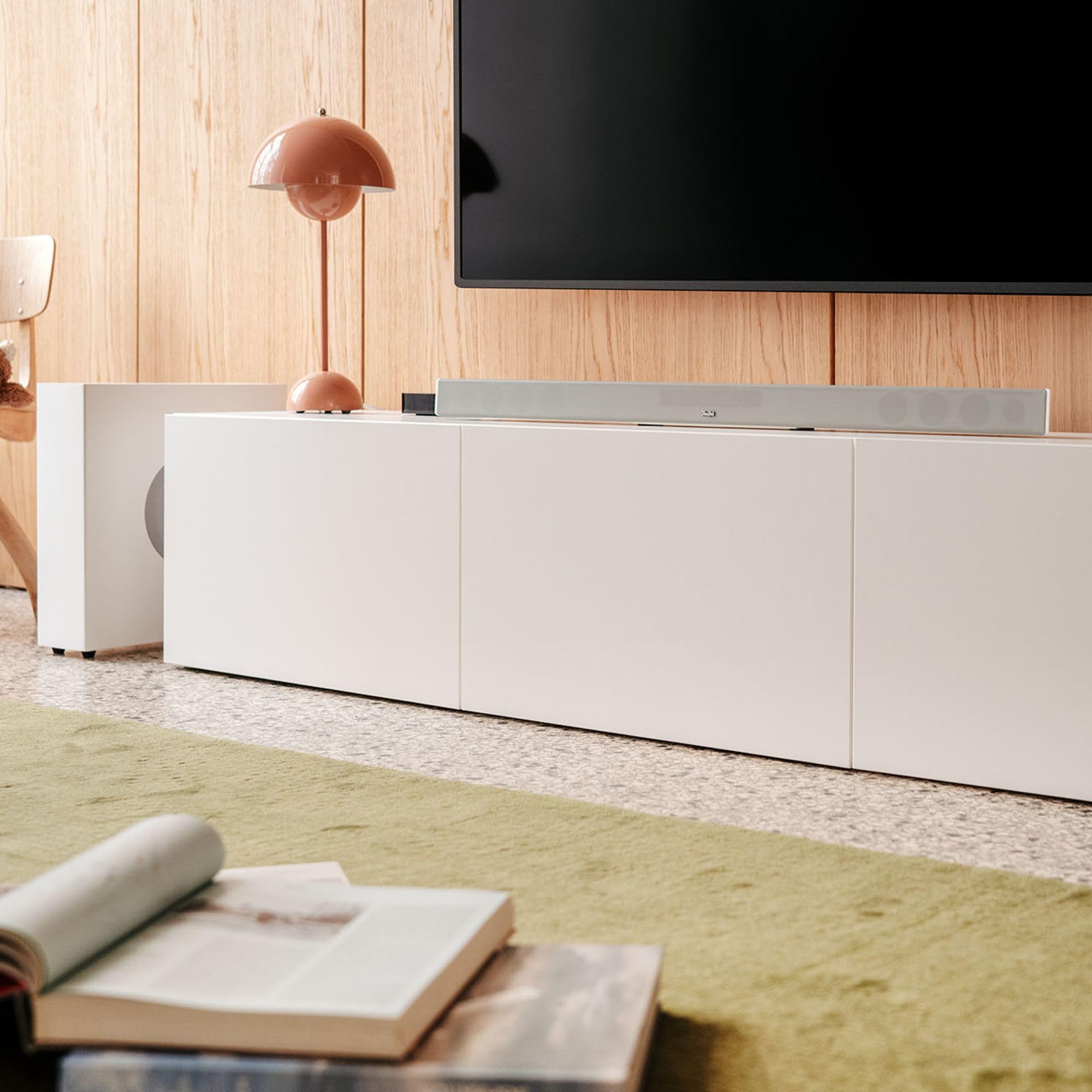 Teufel Cinebar 11 4.1 Mk4 - Soundbar Dolby Atmos con subwoofer wireless e altoparlanti posteriori, sistema audio Bluetooth, aptX, HDMI CEC, 4K Pass-Through, bianco