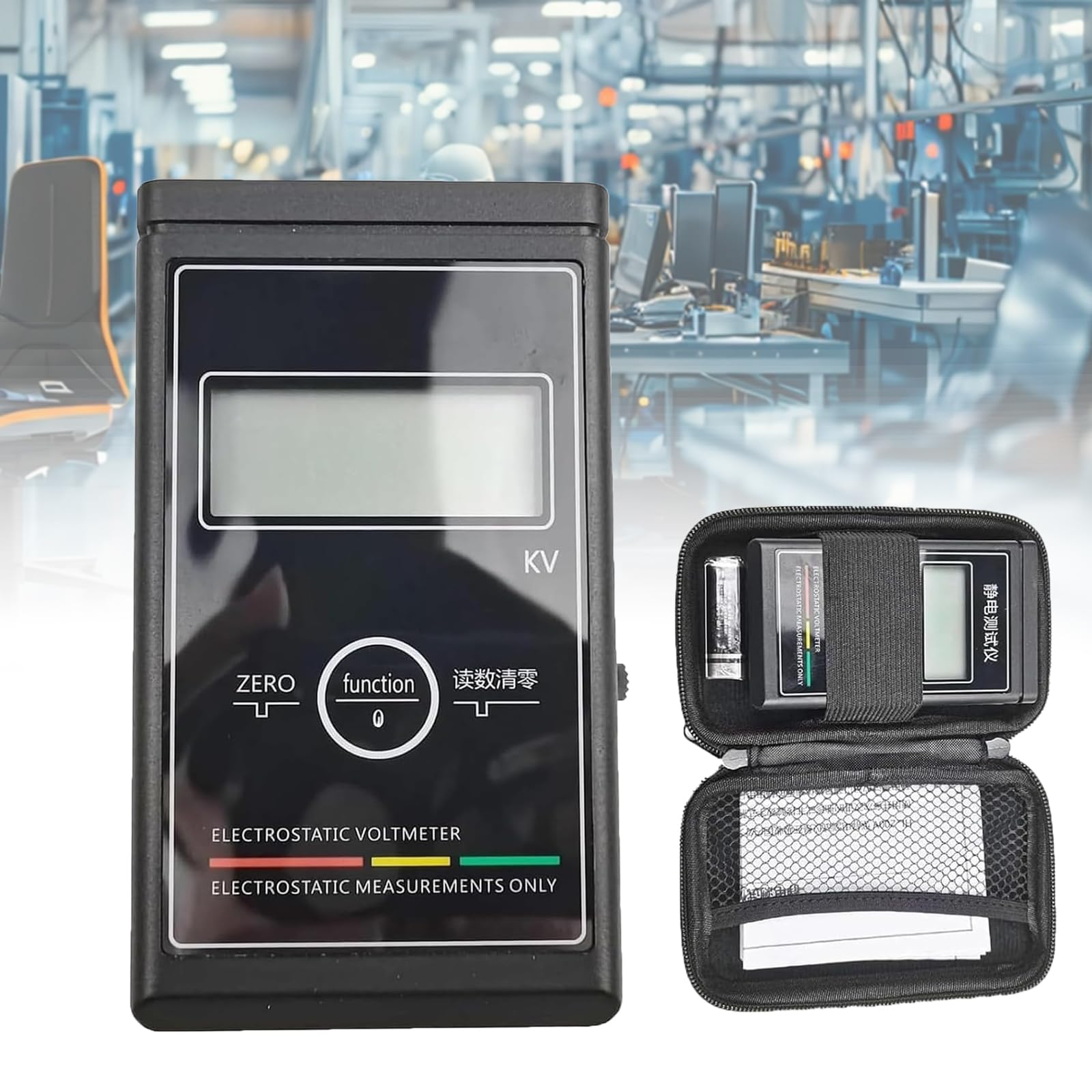 COYEUX Tester elettrostatico Portatile 0–50 KV, misuratore di elettricità statica Industriale con Display LCD, misuratore di Tensione Portatile ad Alta precisione, per Film plastici, Tessuti e Carta