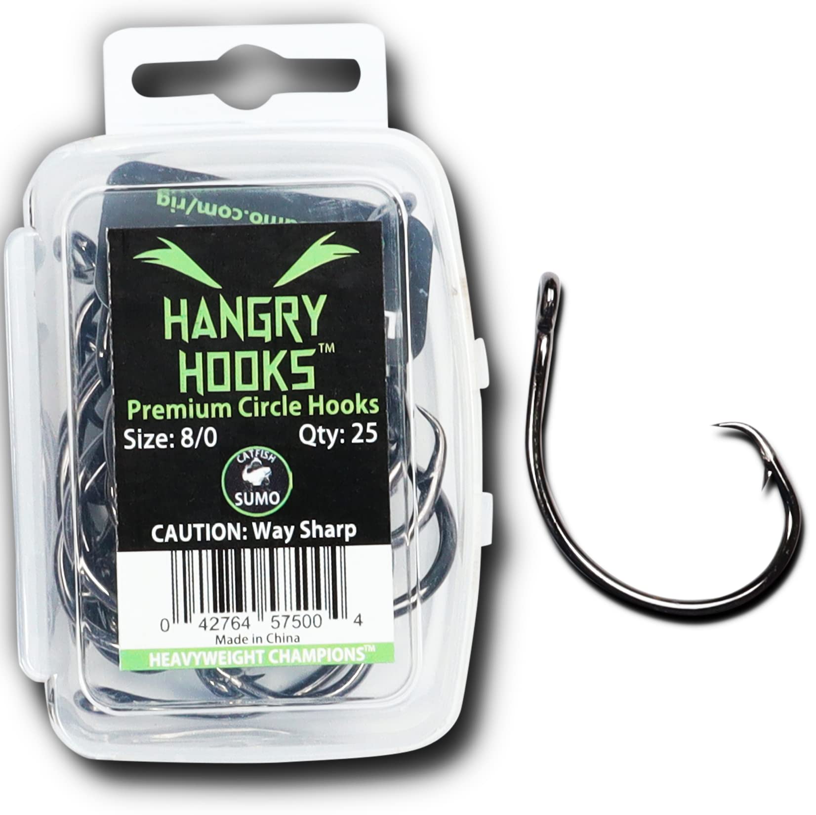 Hangry Catfish Hooks - Straight Shank Circle Hooks for Big Catfish