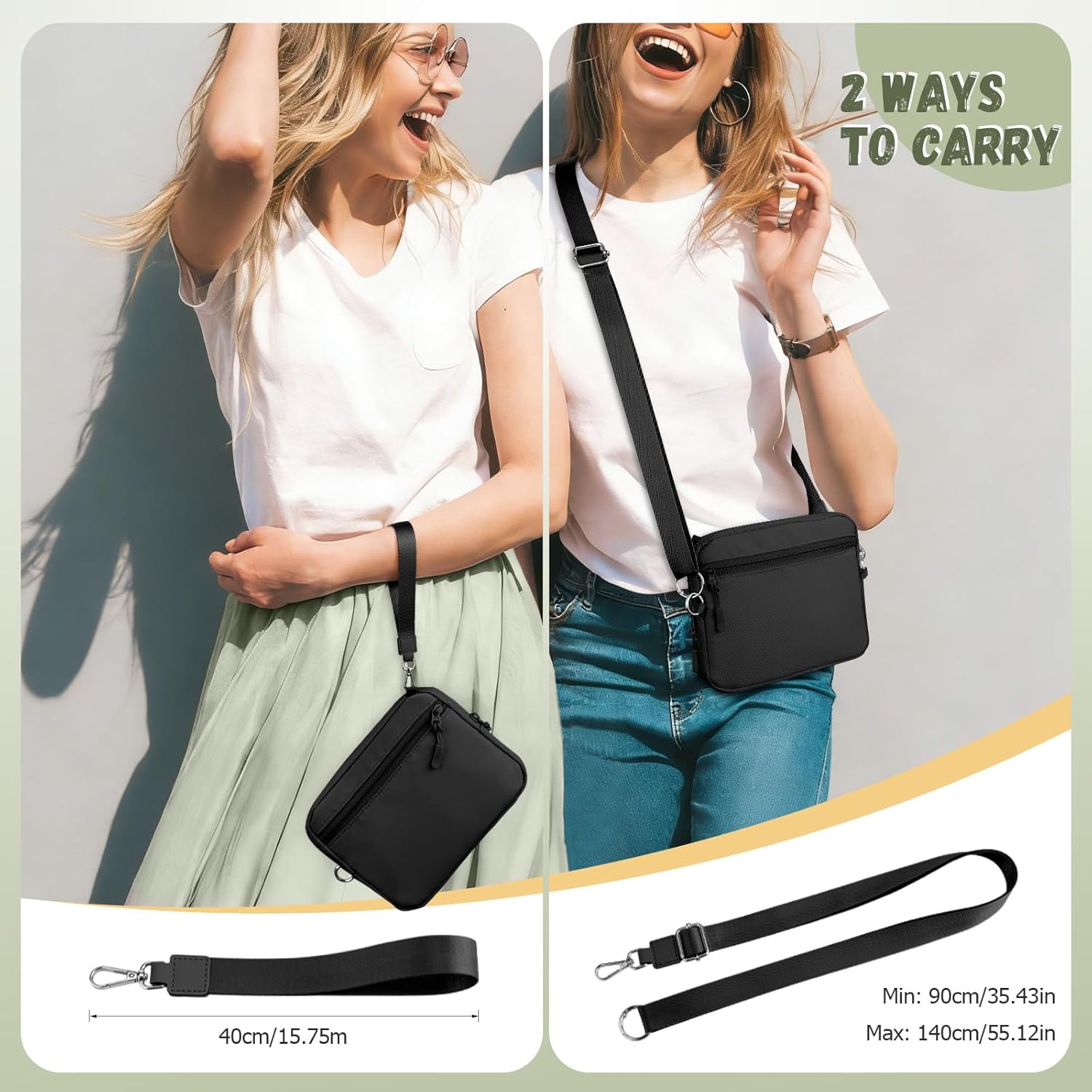 Dadanism 6-7 Inch Protective Padded Sleeve Bag Carrying Case with Shoulder & Wristlet Strap for 7" Kindle Paperwhite/Kindle Colorsoft, 6" Kindle/Kobo Clara Colour, with RFID Blocking Card Slot, Black