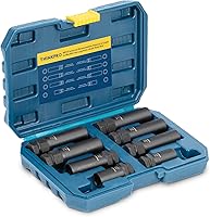Vista 1 de 8 Piece Spline Lug Nut Master Key Set,Universal Locking Lug Nut Removal Tool for 5, 6, 7, 12 Spline & Hex Wheel Locks,Cr-Mo Steel