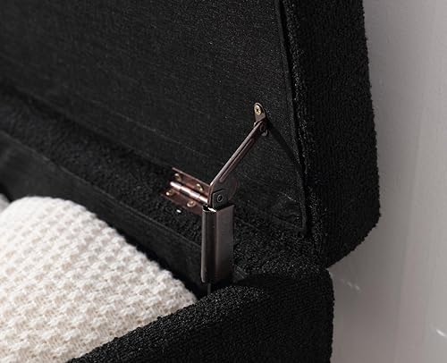 Miniatura 5 de Shunzhi Banco de entrada moderno tapizado con tapa abatible, banco otomano de sherpa, banco otomano con marco de maderaestante para sala de estar,