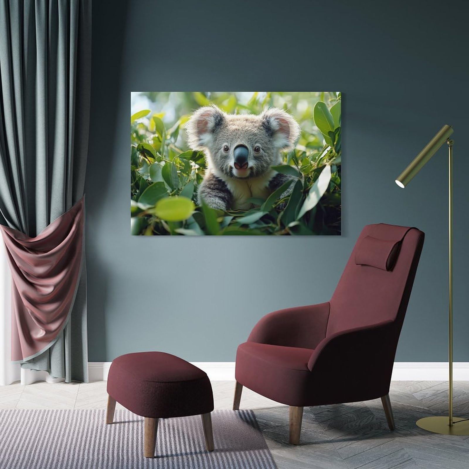 Cute Koala in Eucalyptus Tree Poster, Picture, Metal Print, Paint by Creed Decorative Wall Artwork, 16x24inch(40x60cm), for Study, Office Or Focused Interiors, A Smart Decor Choice for Study Walls