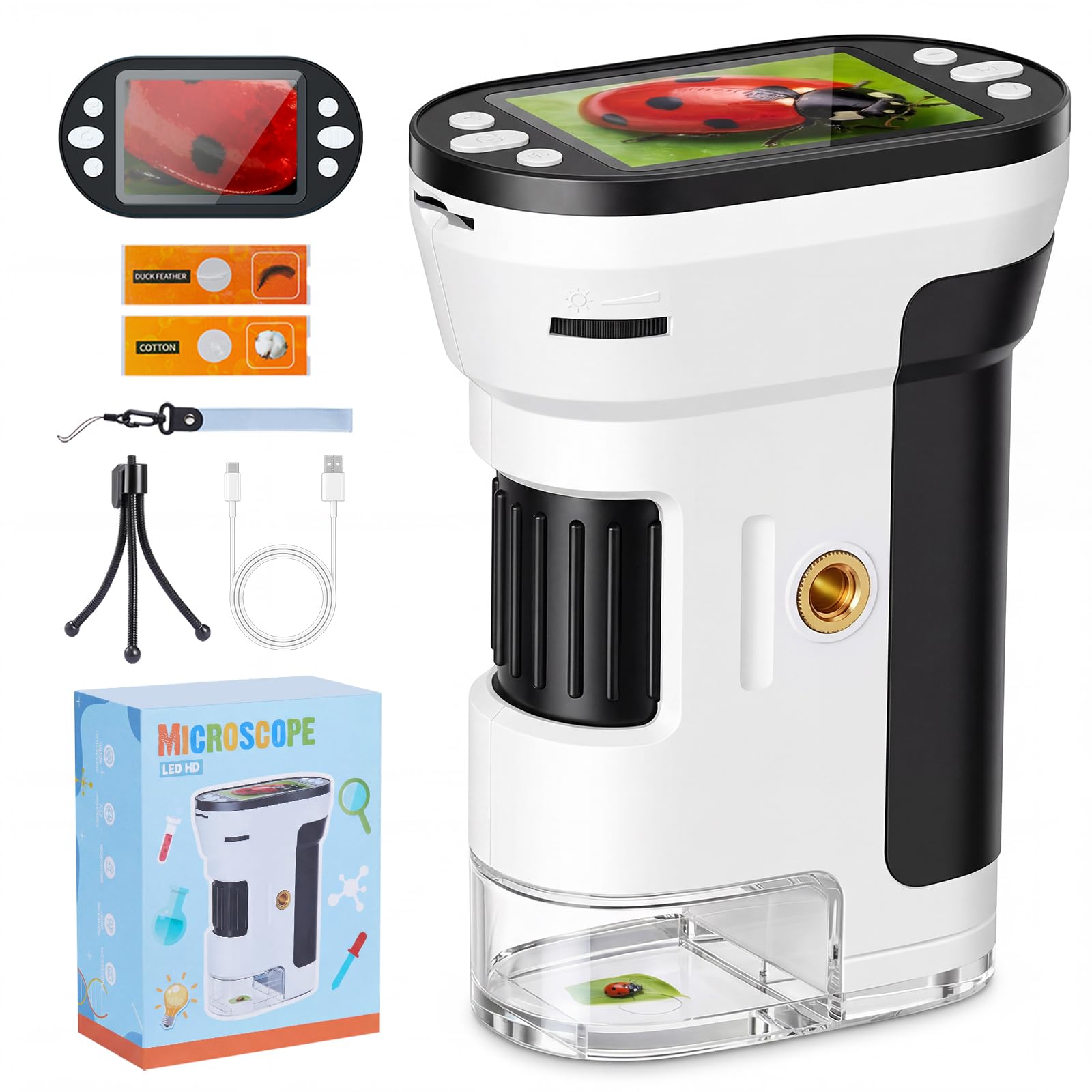 Wothfav Digital Microscope for Kids 1000X, Portable Handheld Mini Microscope with 2.0" Screen, STEM Educational Science Toy with Photo & Video, Birthday Gift for Boys Girls Age 6 7 8 9 10+