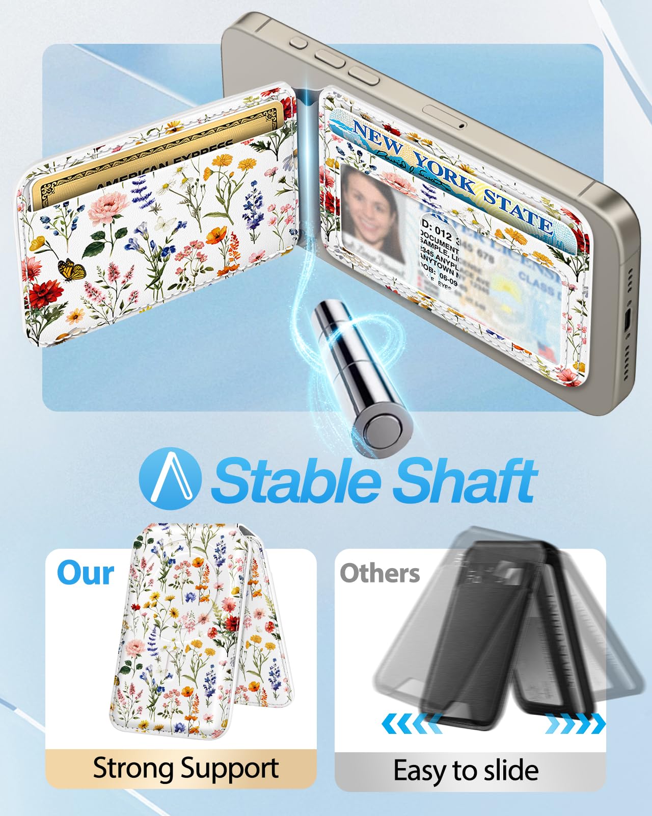 Shorogyt Kompatibel mit Magsafe-Brieftasche für magnetischen, faltbaren Kartenhalter für Damen – niedliche Handy-Brieftasche für iPhone 17/16/15/14/13/12 Serie, RFID-blockierender Ständer, bedrucktes
