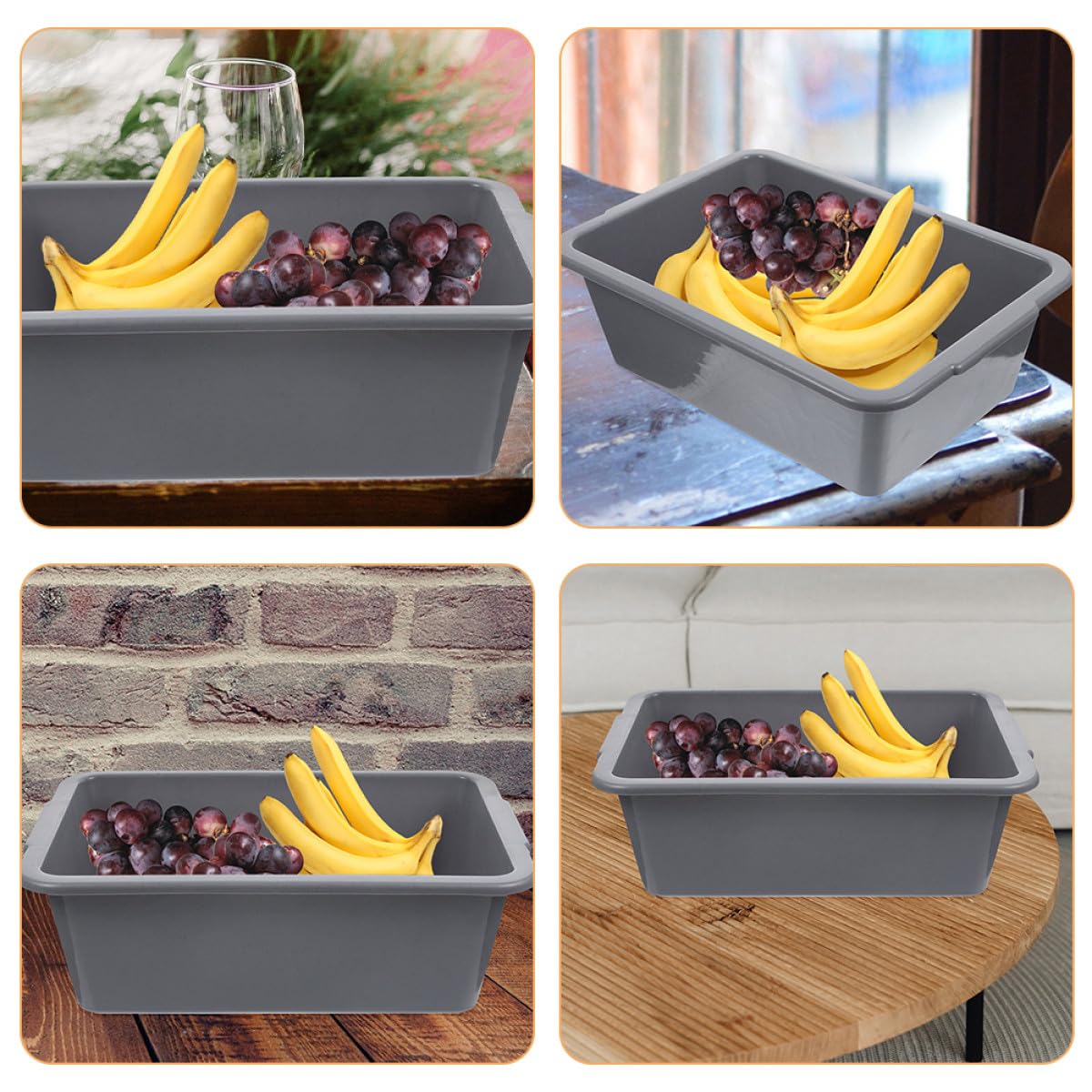 VICASKY Contenitore Rettangolare in Plastica Pp 34x23,8x10,9 Cm Set da 3 Vasche per Lavaggio Stoviglie e Conservazione Alimenti, Uso Professionale in Ristoranti, Mense e Autobus