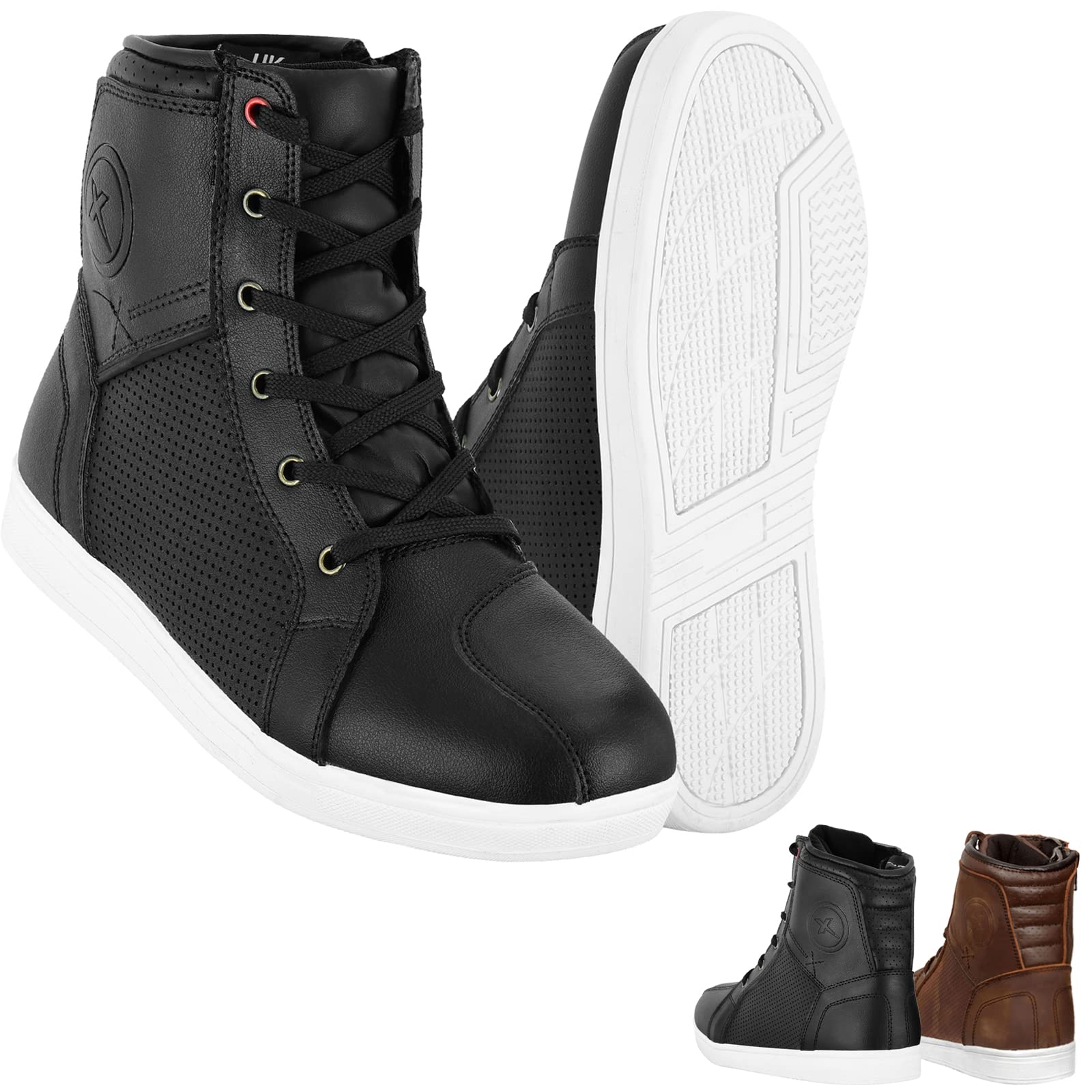 Botas de motocicleta para motociclista, zapatos de cuero CE Armadura, botas de motocicleta para hombres, zapatos impermeables de moda para hombres y niños