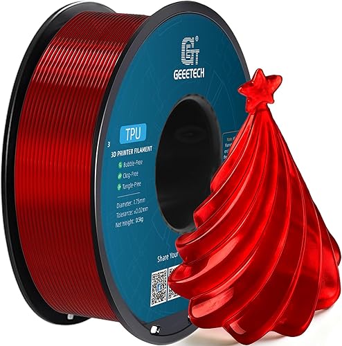 Miniatura 33 de Geeetech Filamento TPU de 1.75mm, Shore 95A – Filamento flexible para impresora 3D con alta elasticidad, carrete de 1KG (2.2lbs), precisión